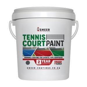 Bucket of tennis court paint