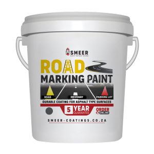Bucket of road marking paint
