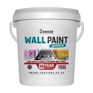 Bucket of interior wall paint