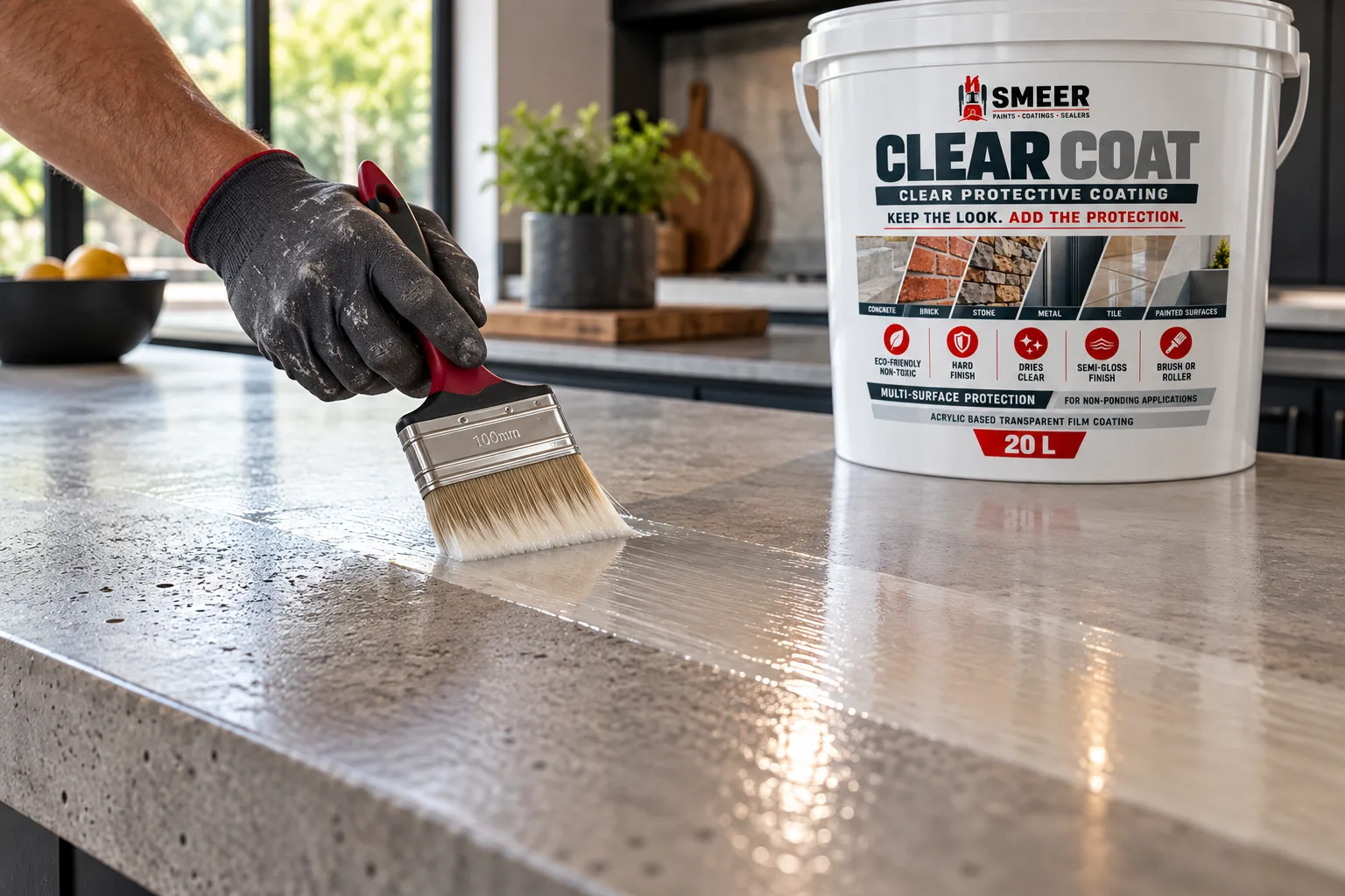 Smeer Applying-Clear-Coat-to-a-Concrete-Countertop